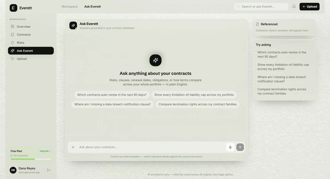 Everett contract intelligence interface