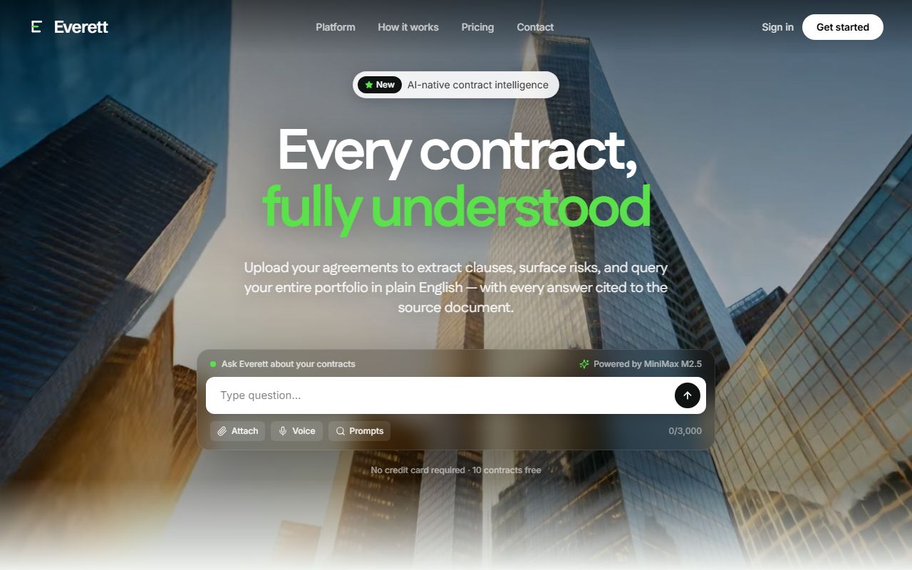 Everett landing page